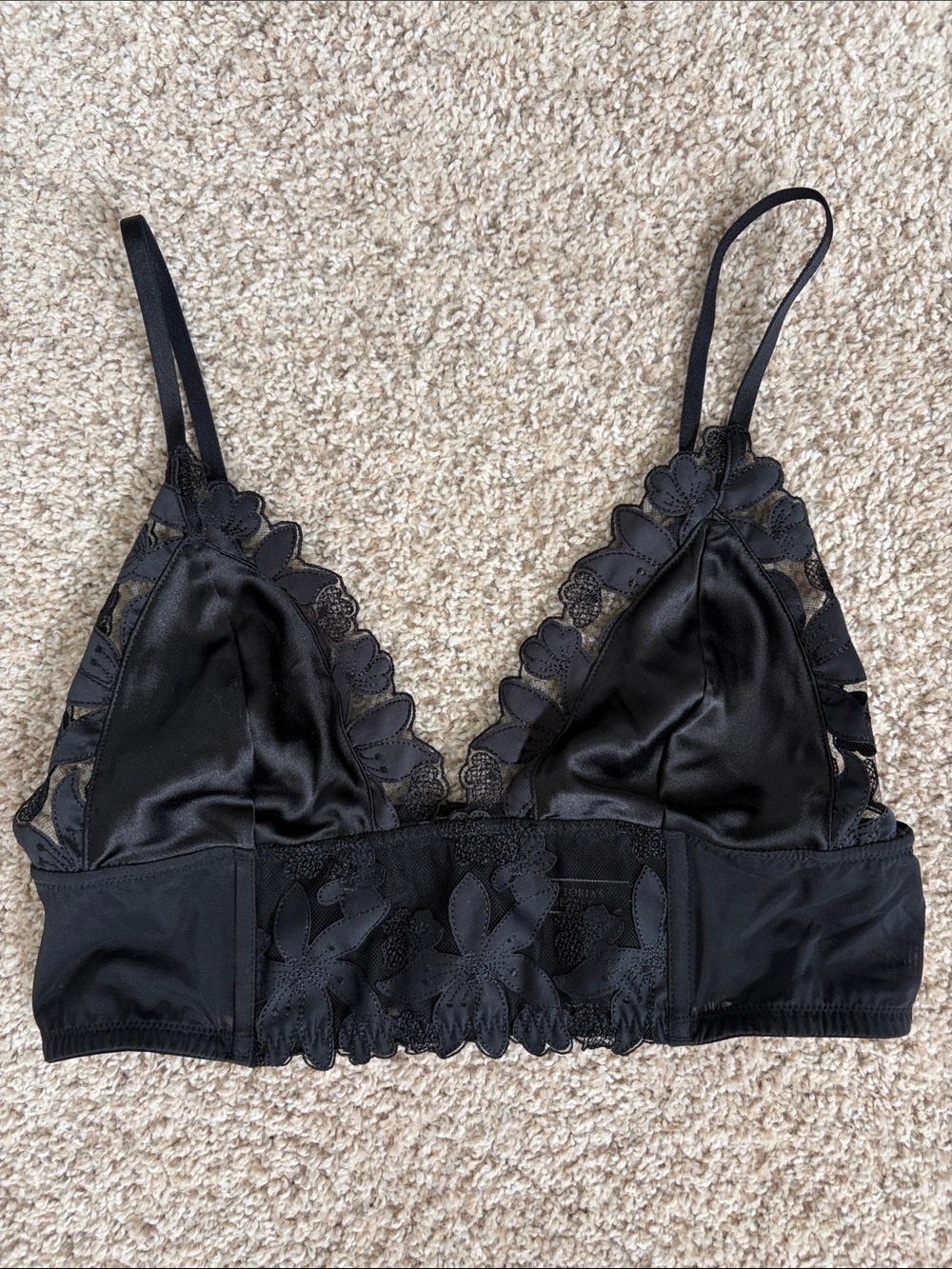 Victoria's Secret Black Satin Lace Bralette